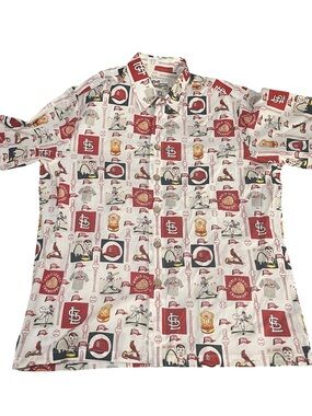 Reyn Spooner St. Louis Cardinals MLB Hawaiian Shirt Size S History Print